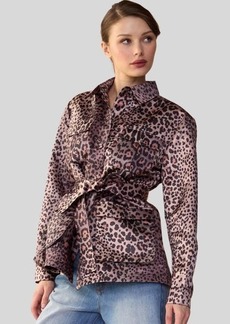 Cynthia Rowley Leopardess Satin Safari Jacket