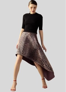 Cynthia Rowley Leopardess Satin Skirt