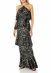 Cynthia Rowley Women's Floral Print Cold Shoulder Ruffle Gown