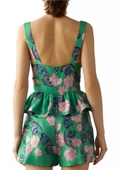 Cynthia Rowley Eden Floral Silk Peplum Top