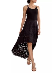 Cynthia Rowley Embroidered Linen High-Low Skirt