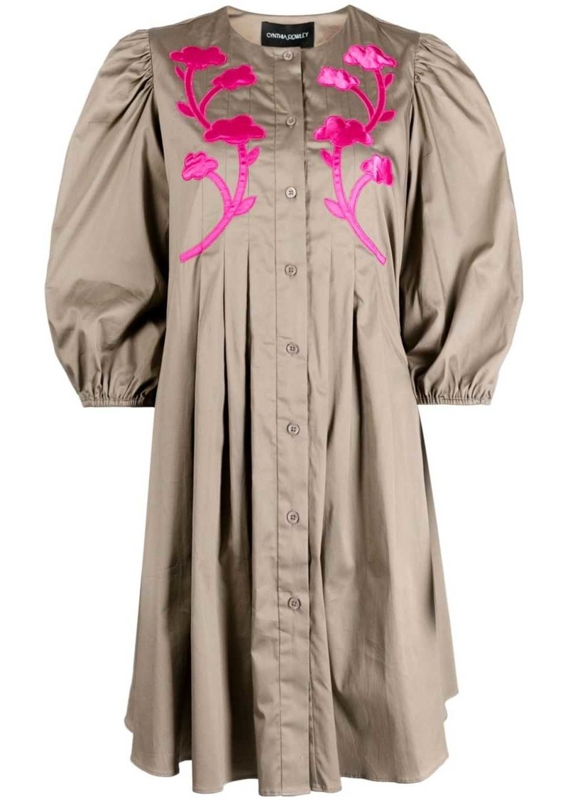 Cynthia Rowley floral-appliqué shirt dress