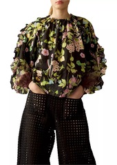 Cynthia Rowley Floral Balloon-Sleeve Blouse