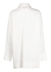 Cynthia Rowley floral-embroidered hemp shirt minidress