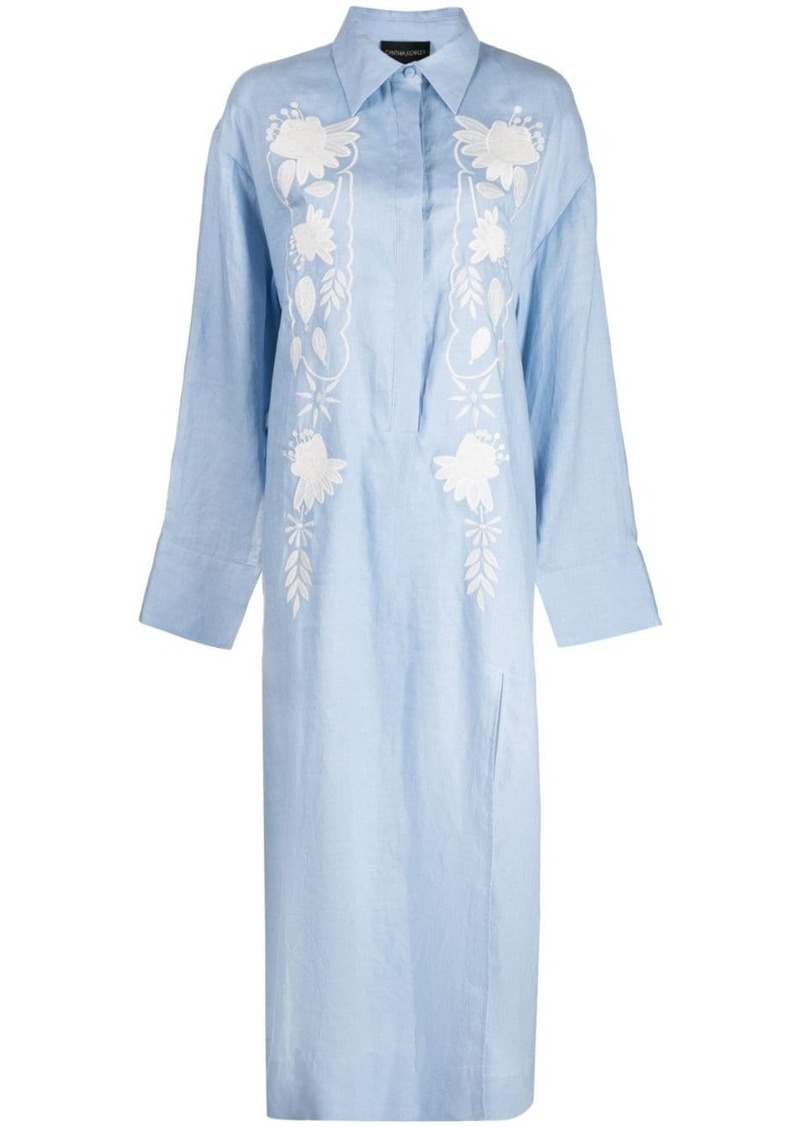 Cynthia Rowley floral-embroidered shirt dress