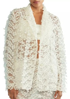 Cynthia Rowley Floral-Embroidered Tulle Blazer