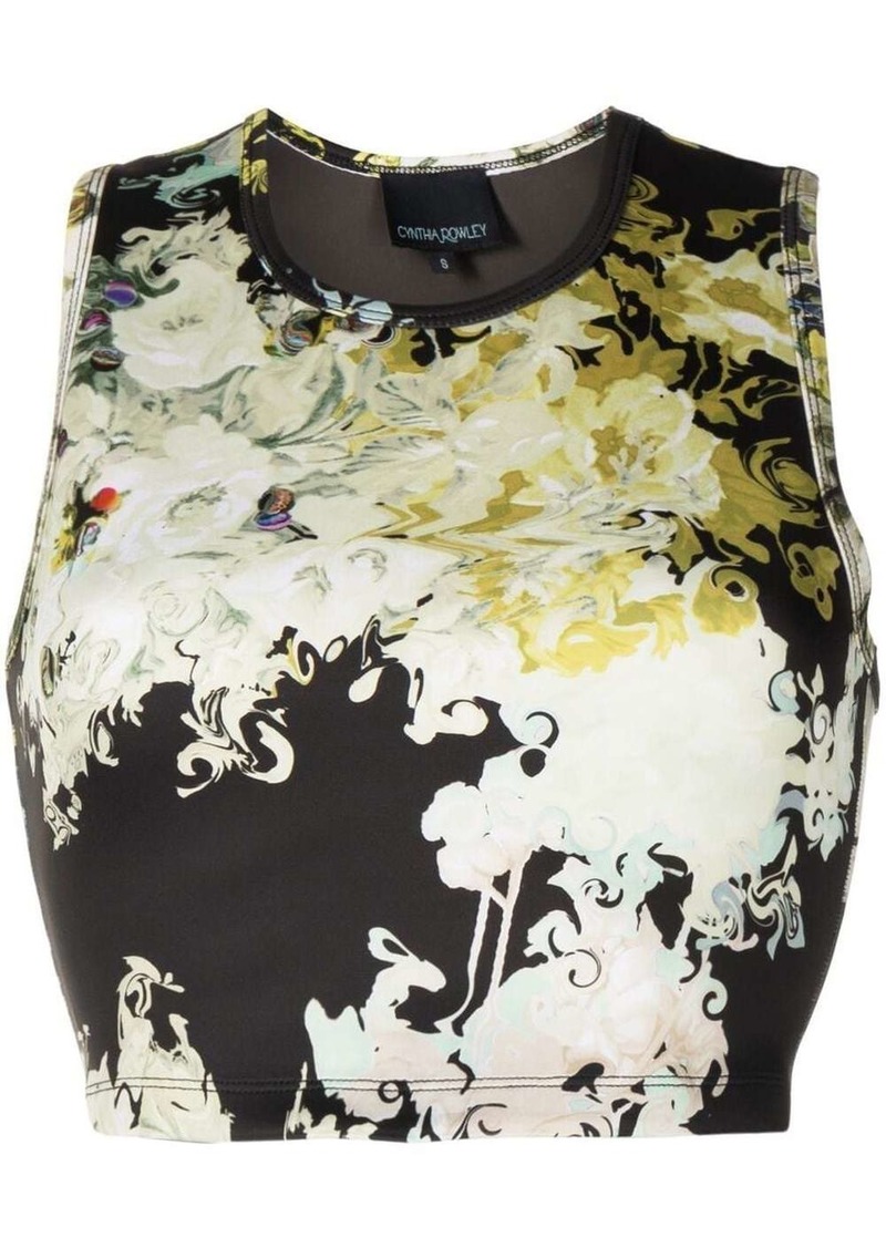 Cynthia Rowley floral-print cropped tank top
