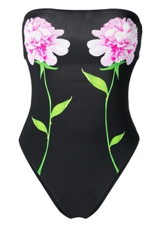 Cynthia Rowley floral-print strapless swimsuit