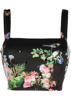 Cynthia Rowley floral-print sleeveless cropped top