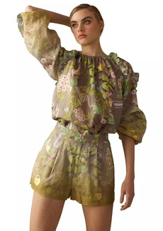 Cynthia Rowley Floral Puff Sleeve Blouse