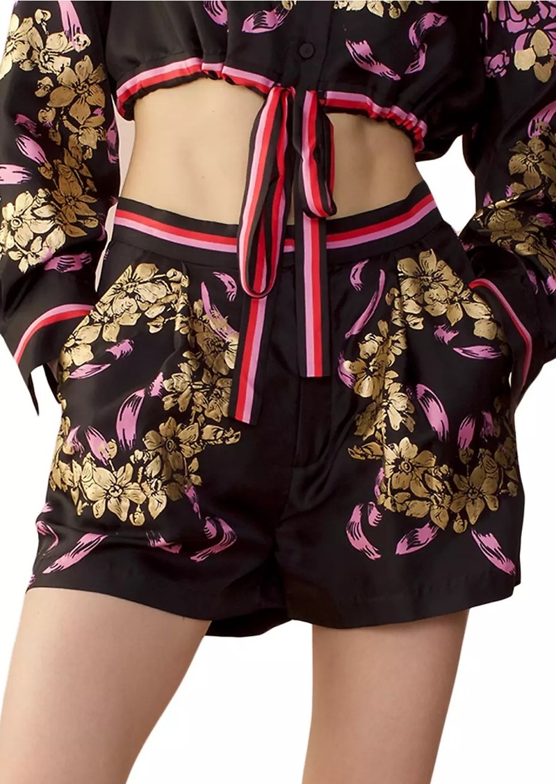 Cynthia Rowley Floral Silk Shorts