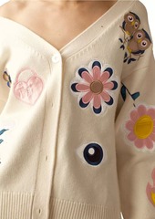 Cynthia Rowley Fun Patches Floral Knit Cardigan