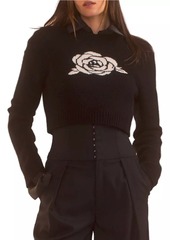 Cynthia Rowley Intarsia-Knit Rose Wool-Cashmere Sweater