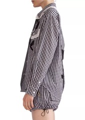 Cynthia Rowley Lace Appliqué Cotton Gingham Shirt