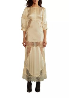 Cynthia Rowley Lace-Trimmed SIlk Charmeuse Maxi Dress
