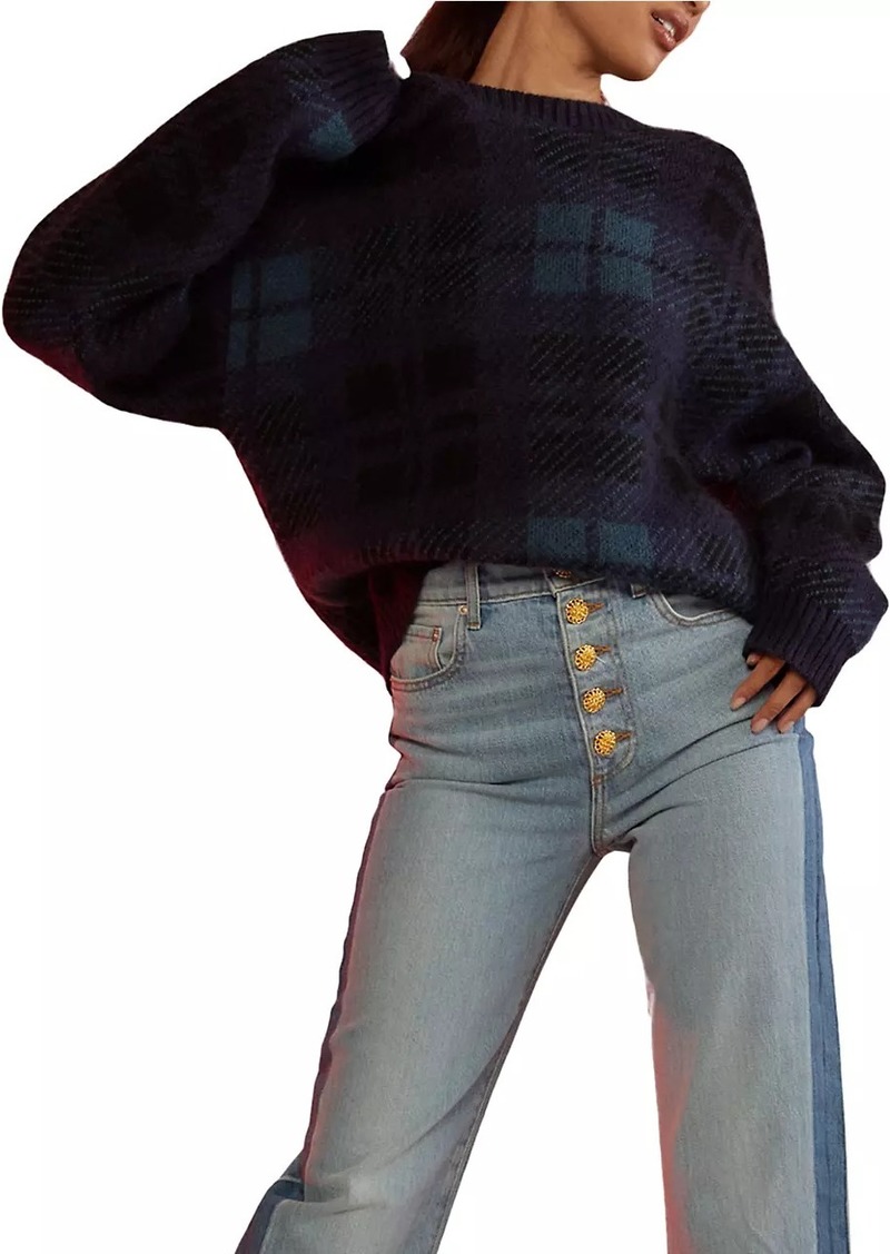 Cynthia Rowley Plaid Jacquard Mohair Sweater