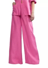 Cynthia Rowley Pleated-Front Linen Wide-Leg Pants