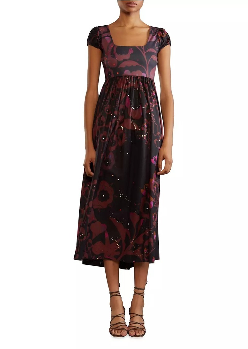 Cynthia Rowley Printed Cotton-Blend Midi-Dress