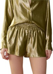 Cynthia Rowley Silk-Blend Lamé Drawstring Shorts