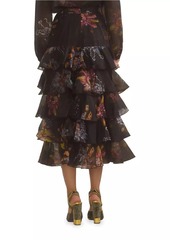 Cynthia Rowley Silk Organza Ruffle Midi-Skirt