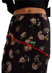 Cynthia Rowley Silk Paisley Slip Midi-Skirt