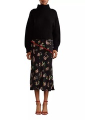 Cynthia Rowley Silk Paisley Slip Midi-Skirt