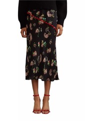 Cynthia Rowley Silk Paisley Slip Midi-Skirt