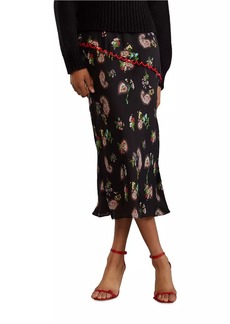 Cynthia Rowley Silk Paisley Slip Midi-Skirt