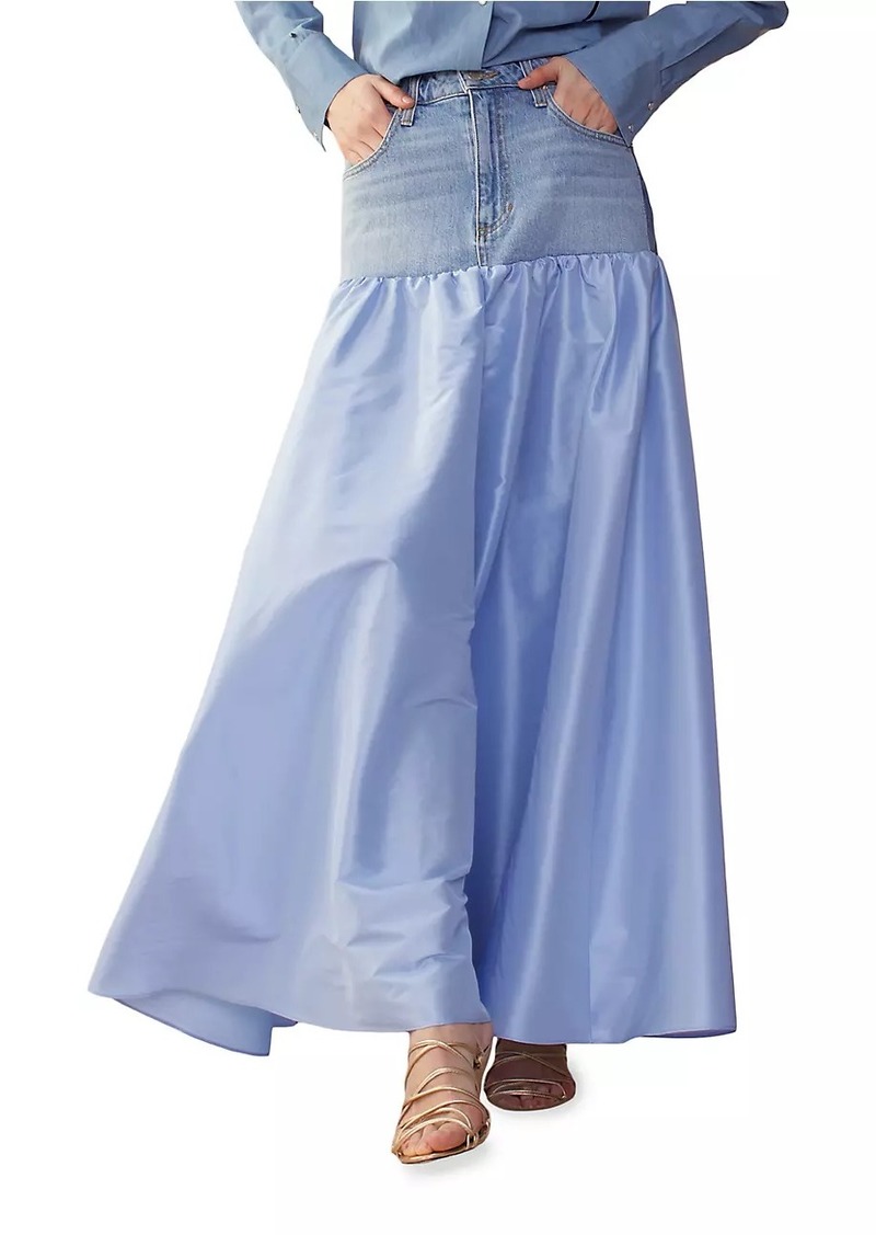 Cynthia Rowley Silk Taffeta & Denim Skirt