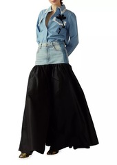 Cynthia Rowley Silk Taffeta & Denim Skirt