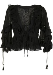 Cynthia Rowley Stella tie-front tiered blouse