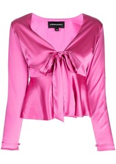 Cynthia Rowley stretch-silk peplum hem blouse