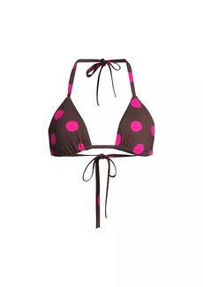 Cynthia Rowley Triangle Polka-Dot Bikini Top