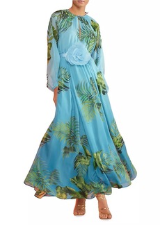 Cynthia Rowley Tropical-Print Chiffon Gown