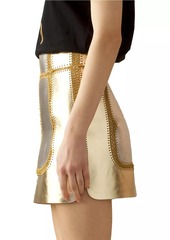 Cynthia Rowley Vegan Metallic Leather Patchwork Miniskirt