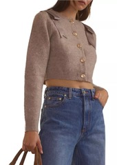 Cynthia Rowley Wool Bow Cropped Crewneck Cardigan