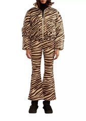 Cynthia Rowley Zebra-Print Crop Puffer Jacket