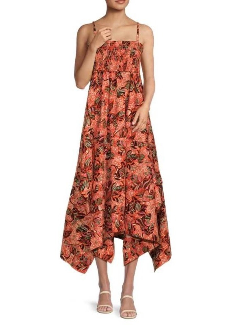 Cynthia Steffe Print Handkerchief Hem Midi Dress