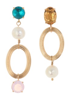 DANNIJO Coup Cultured Pearl & Rhinestone Mismatched Earrings in Multi Gold at Nordstrom Rack