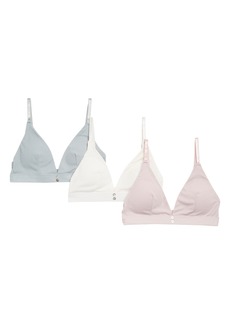 Danskin 3-Pack Triangle Rib Bralettes in Sea Washed/Ivory/Deep Dahlia at Nordstrom Rack