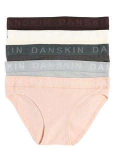 Danskin 5-Pack Jacquard Rib Bikinis in Beige Multi at Nordstrom Rack