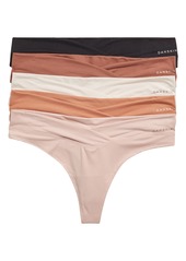 Danskin Assorted 5-Pack Brushed Micro Thongs in Rust/linen/blush/tan/black at Nordstrom Rack