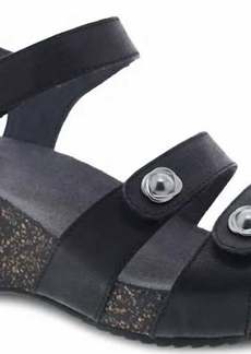 Dansko Women's Savannah Wedge Sandal In Black Waxy Burnished