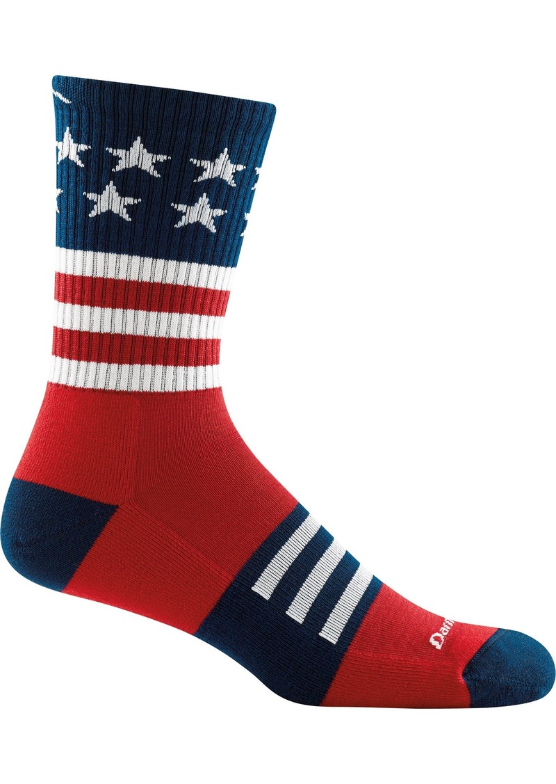 Darn Tough Men's Captain Stripe Cushioned Micro Crew Socks, Small, Red