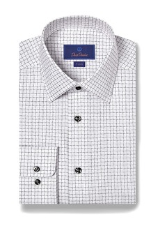 David Donahue Cotton Dobby Grid Check Trim Fit Dress Shirt