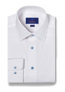 David Donahue Cotton Dobby Herringbone Trim Fit Dress Shirt