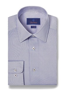 David Donahue Cotton Micro Print Trim Fit Dress Shirt