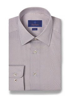 David Donahue Cotton Micro Print Trim Fit Dress Shirt