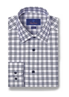 David Donahue Cotton Twill Check Trim Fit Dress Shirt