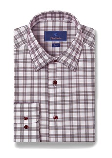 David Donahue Cotton Twill Check Trim Fit Dress Shirt